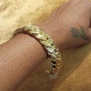 Helloice Stainless Steel Cuban Bracelet in Gold